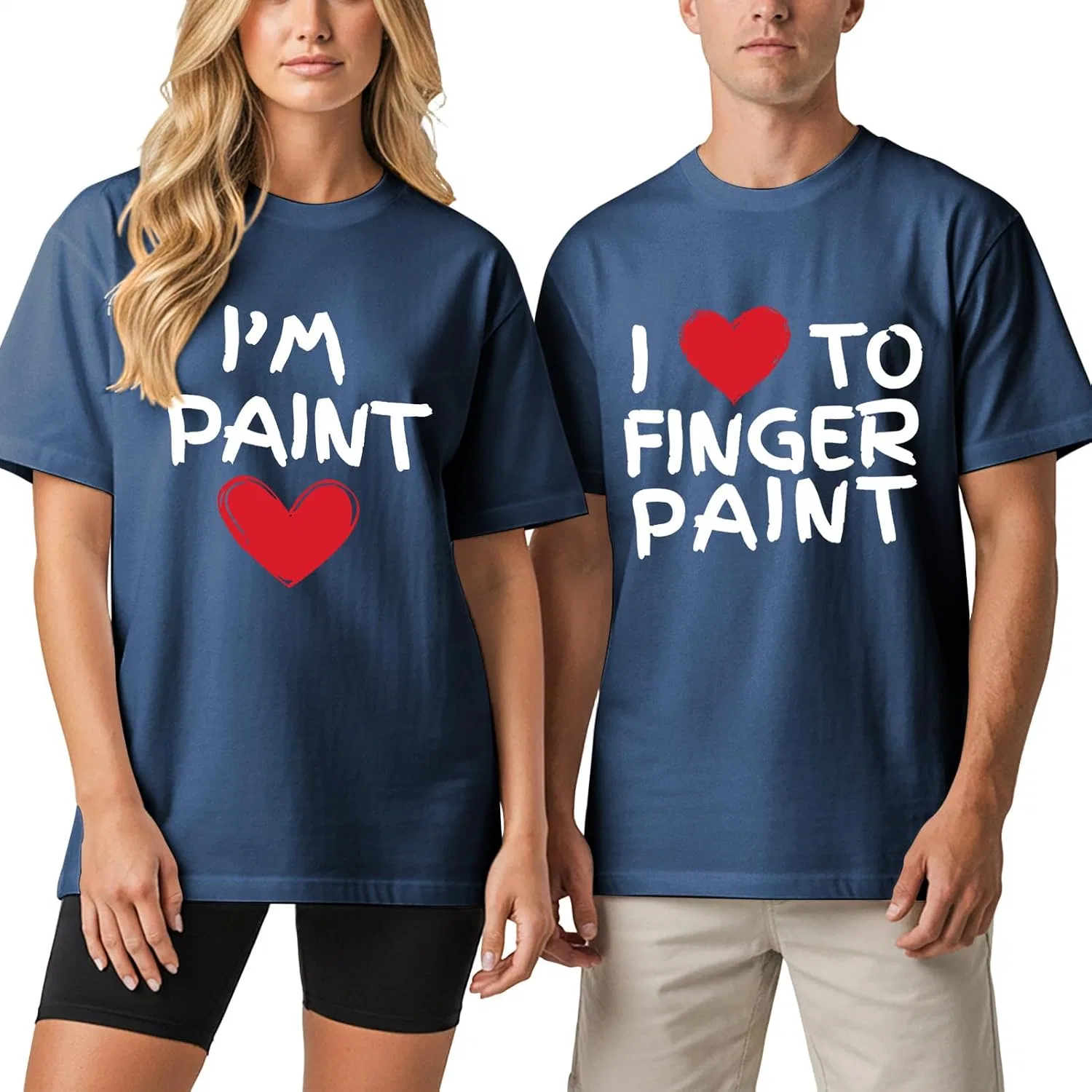 Мужская футболка с принтом сердца Matching Couple Shirts, Dark Blue