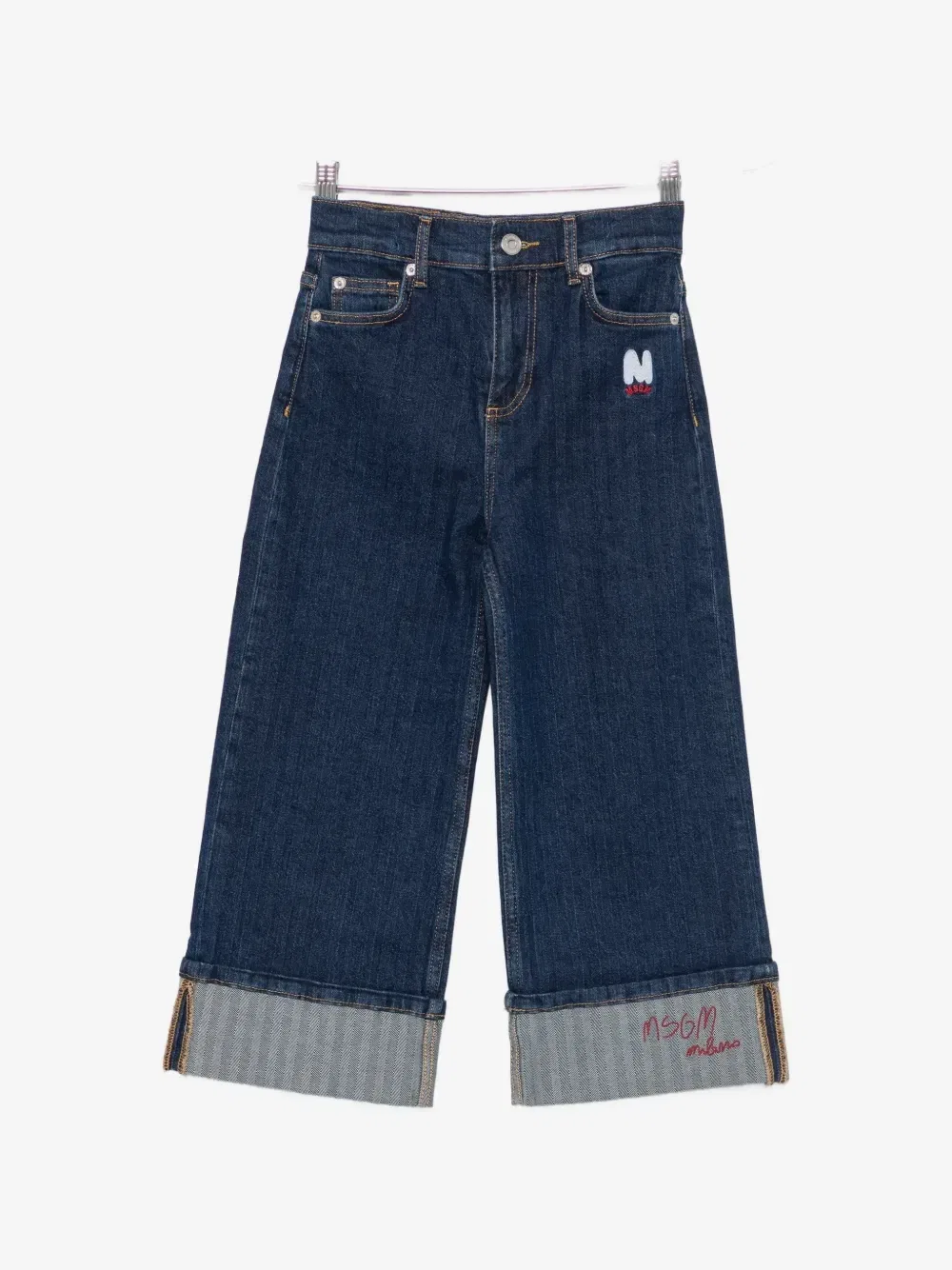Джинсы с вышивкой логотипа Msgm Kids, синий