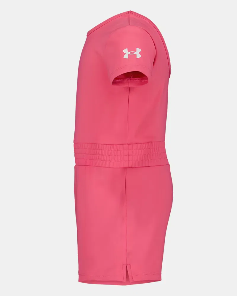 Боди-комбинезон детский с коротким рукавом из быстросохнущей ткани UA Short Sleeve UnderArmour, Super Pink/White — фото 3