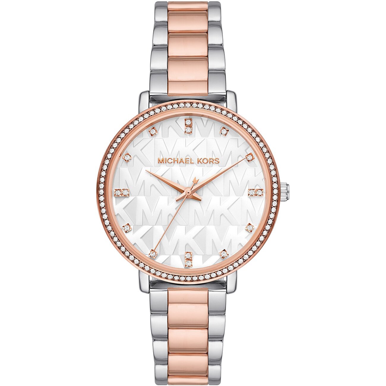 

Часы наручные Michael Kors Pyper Two-Tone Embossed Logo, серебристый/розовый