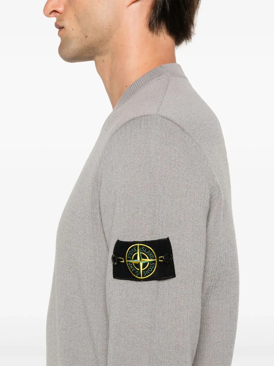 Свитер с символом компаса Stone Island, серый — фото 3