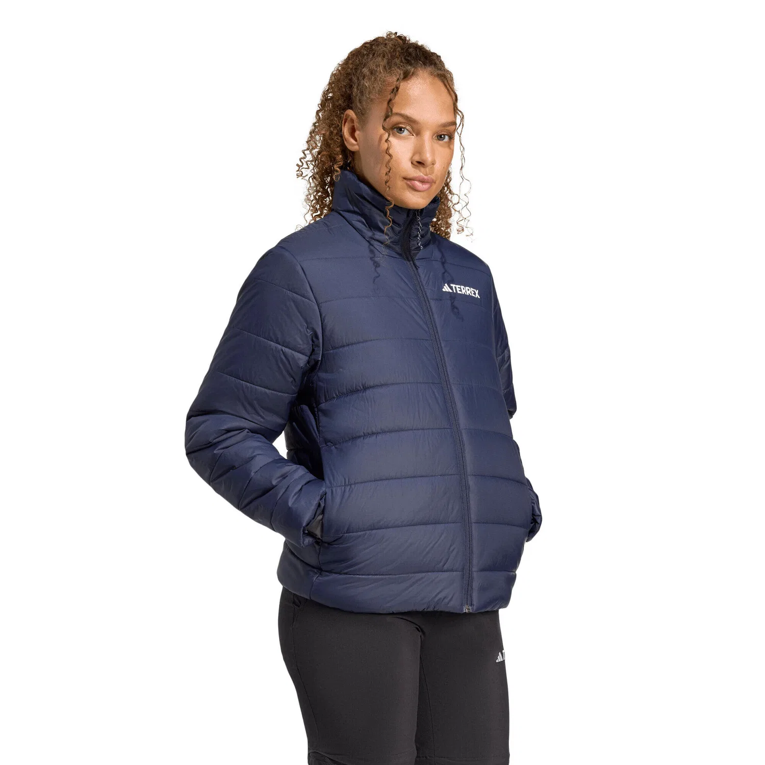 Женская стеганая куртка с утеплителем adidas TERREX MT ESS PAD J, Dark Blue Weiss Navyblau — фото 3