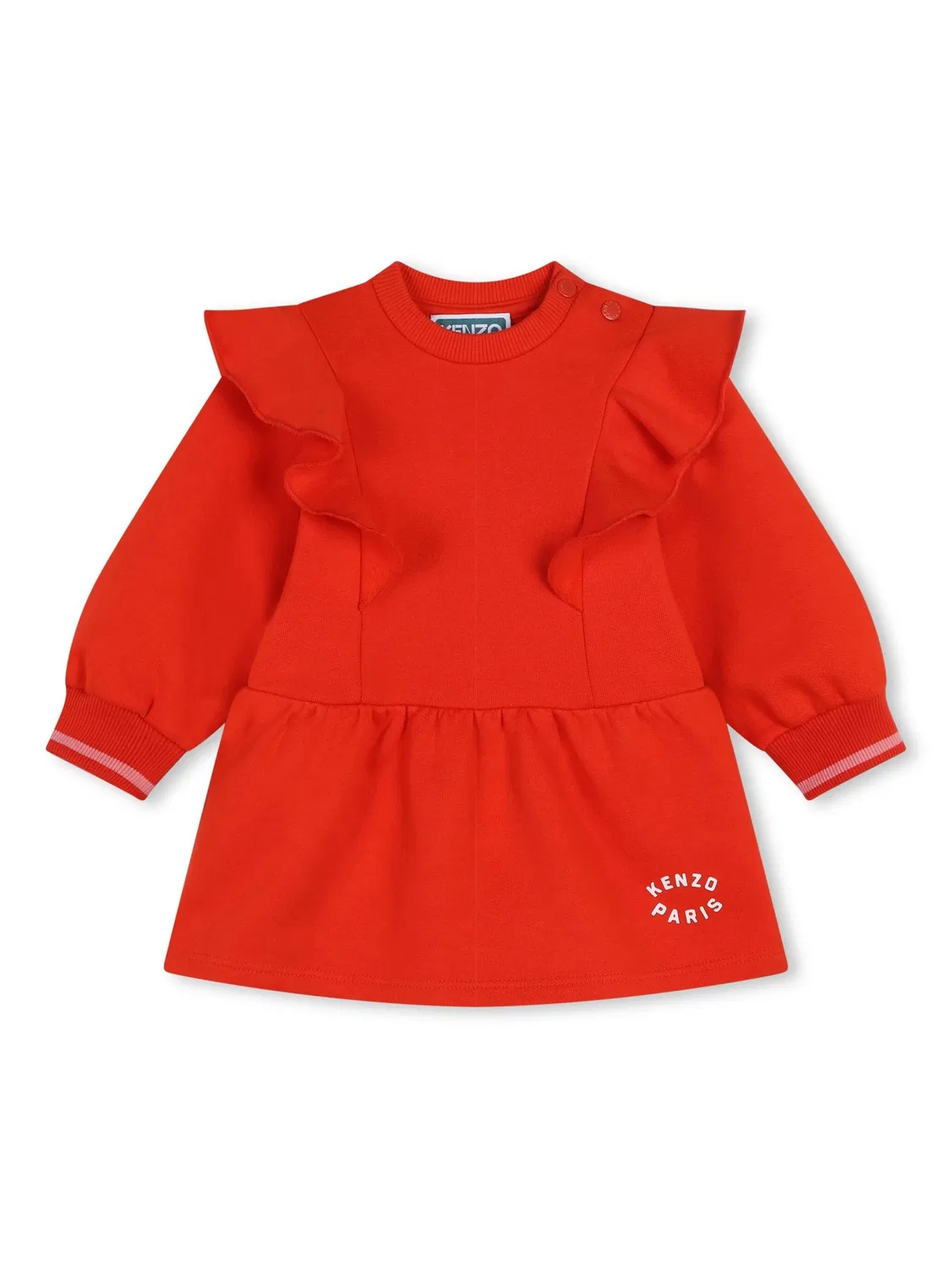 Kenzo Платье из хлопка с рюшами в малиновом цвете