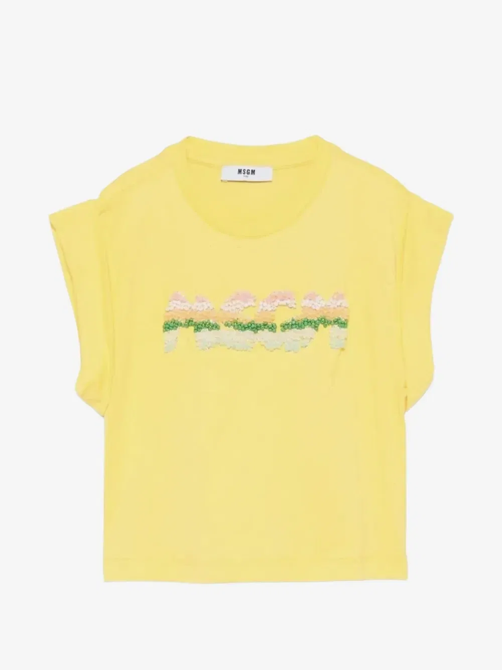 Декорированная футболка с рукавами кап MSGM Kids, желтый