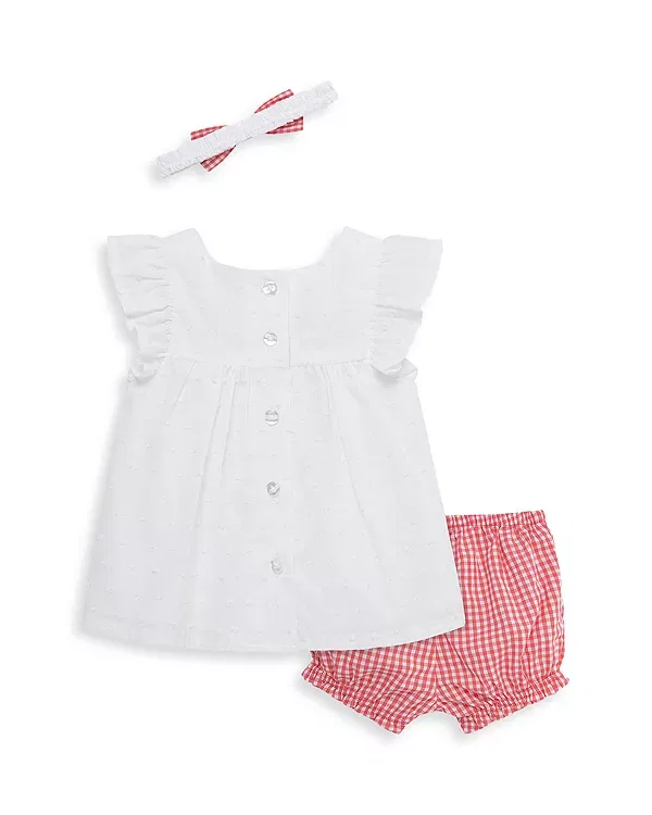 Комплект для новорожденных девочек с клубничным принтом Little Me, White/Red — фото 2
