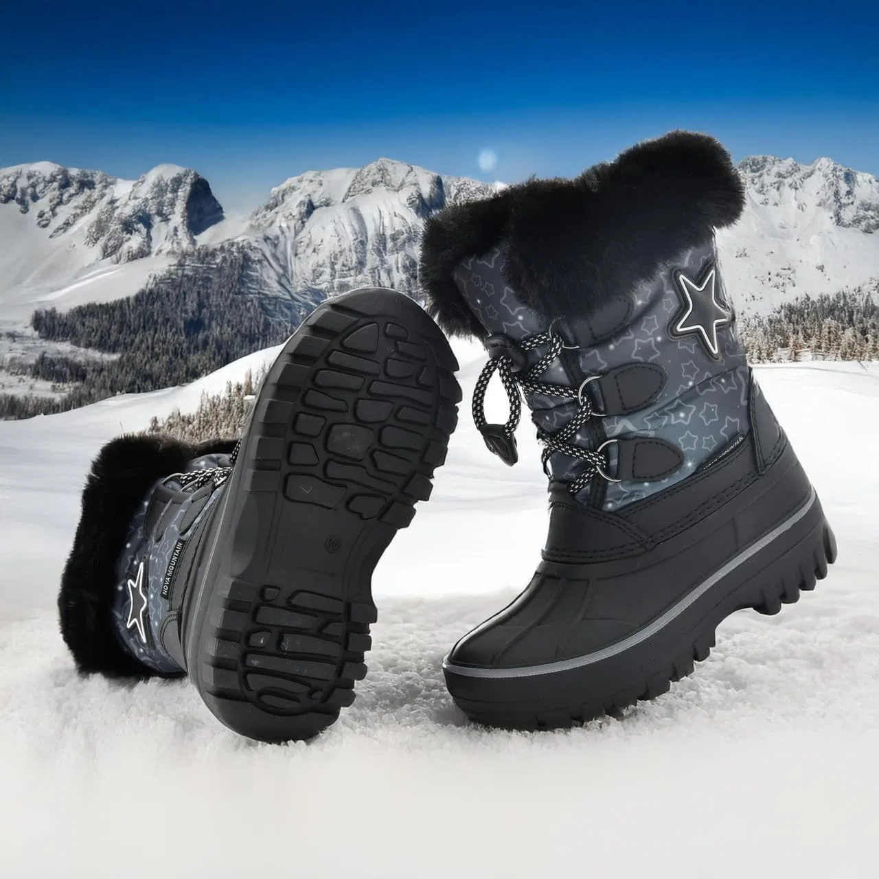 Детские зимние снежные ботинки с подсветкой Nova Mountain Light Up для мальчиков и девочек Nova Footwear, Greystar — фото 3