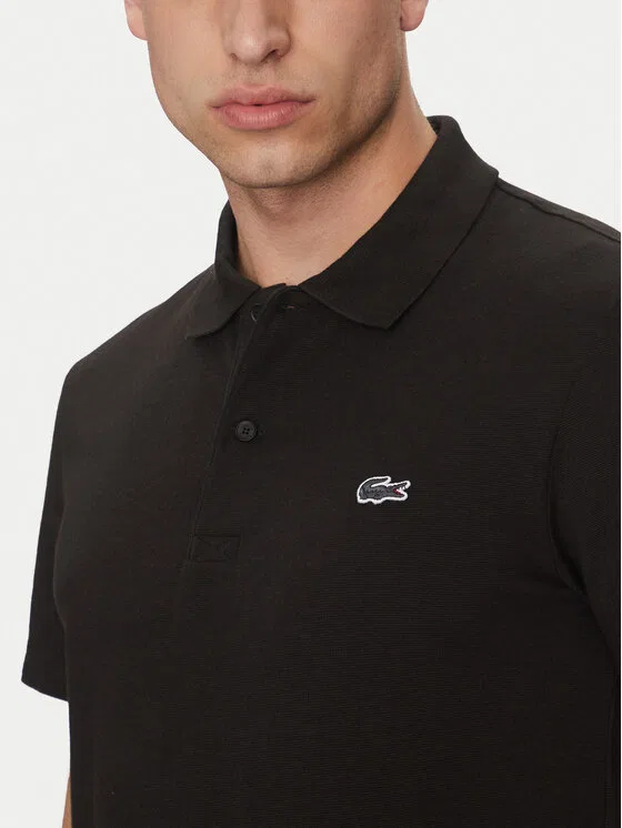 Поло Lacoste Regular Fit, мужское, однотонное, черный — фото 4