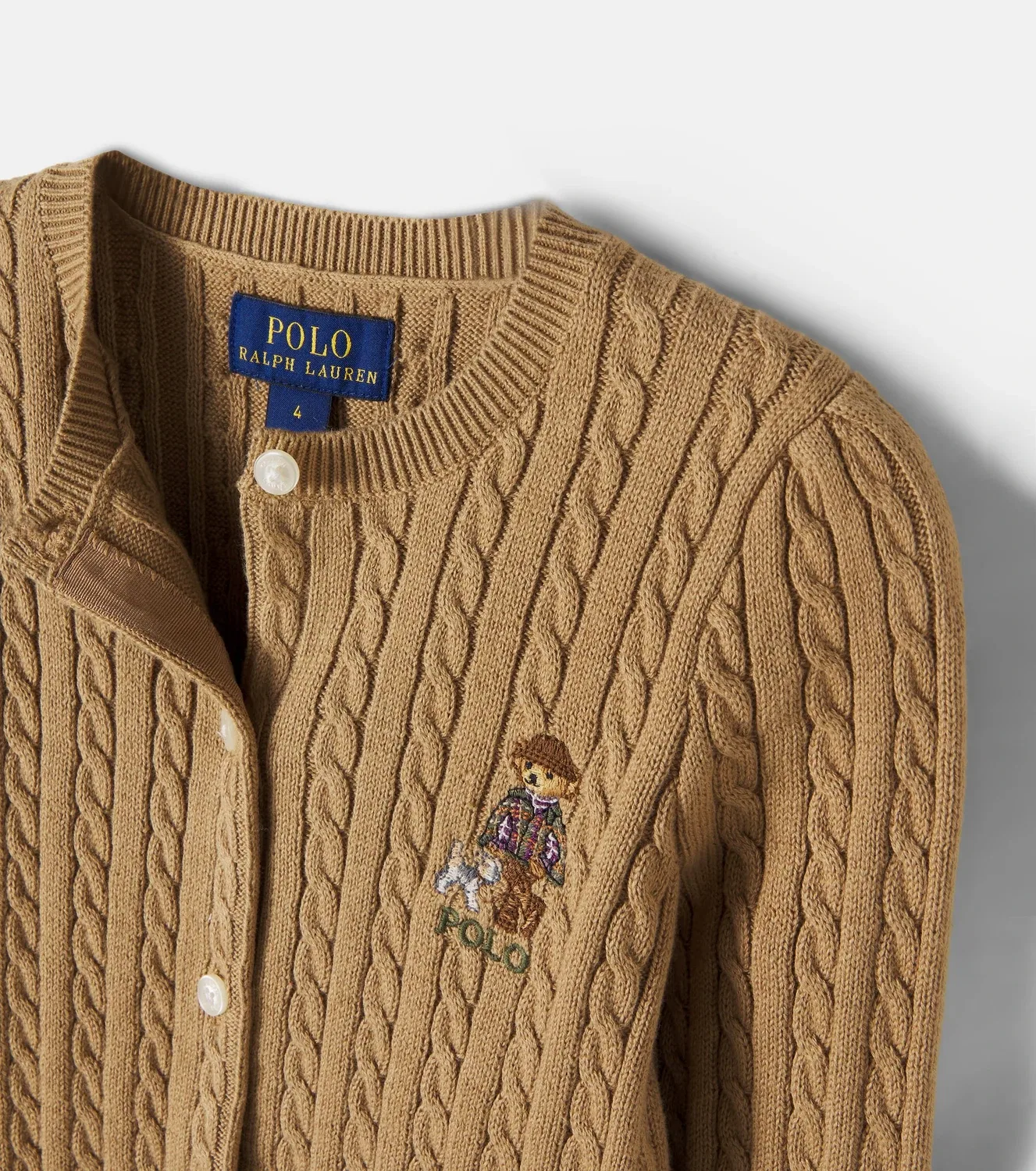 Кардиган хлопковый Polo Bear Polo Ralph Lauren Kids, бежевый — фото 4