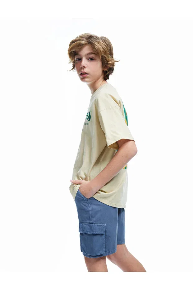 Детские шорты для мальчиков джинсовые Elastic Waist Regular Fit Blue Boy's Shorts Koton, Blue — фото 2