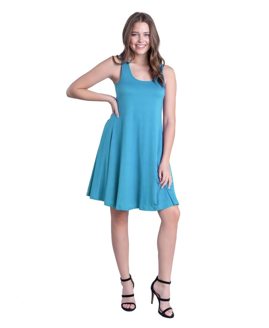 

Укороченное платье-трапеция без рукавов, А-силуэта, приталенного силуэта с расклешенной юбкой 24seven Comfort Apparel, Turquiose