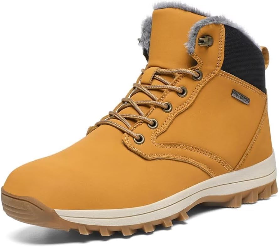 

Зимние ботинки Jakcuz Men Snow из замши и кожи, утепленные, с меховой подкладкой, для походов на открытом воздухе, желтый