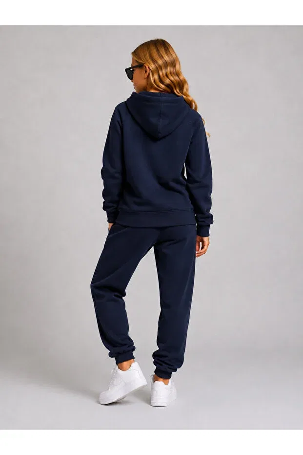 Детский спортивный костюм для девочек из футера с капюшоном Giyicem Tekstil, Navy Blue — фото 4