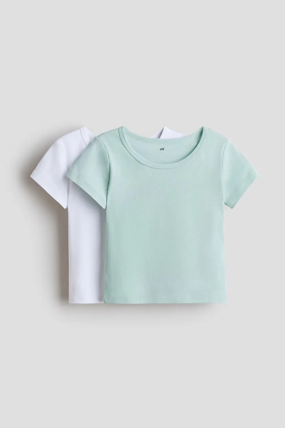 2 хлопковые рубашки в упаковке H&M, Hellgrün/Weiß
