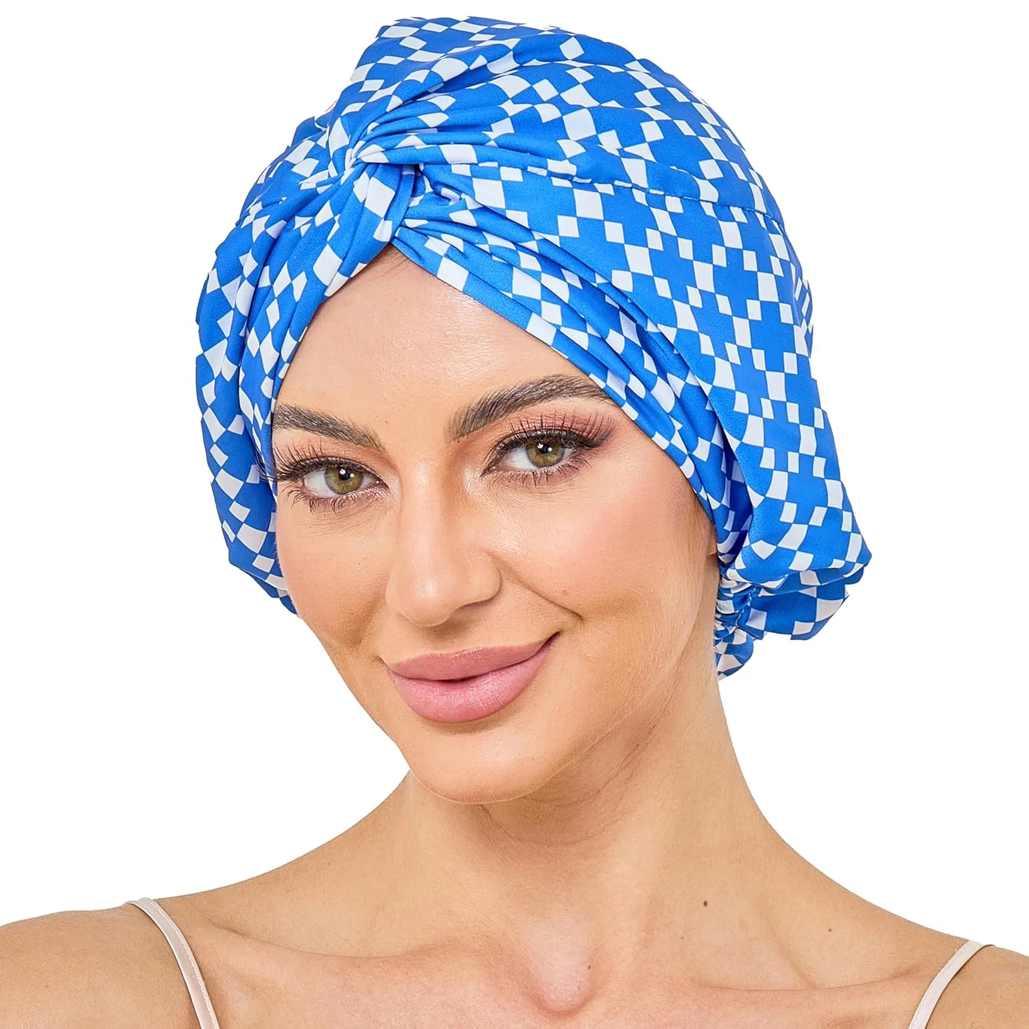 Шапочка для душа KAAHYNNO, Blue & White Plaid