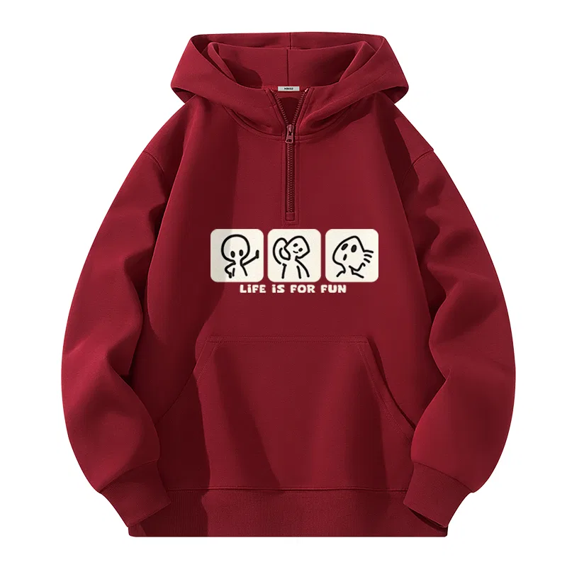 Худи детский с капюшоном Heavyweight Half Zip MINISO, Burgundy