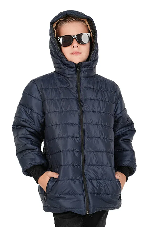 Детское пальто для девочек с капюшоном Jarmo Kids, Navy Blue — фото 3