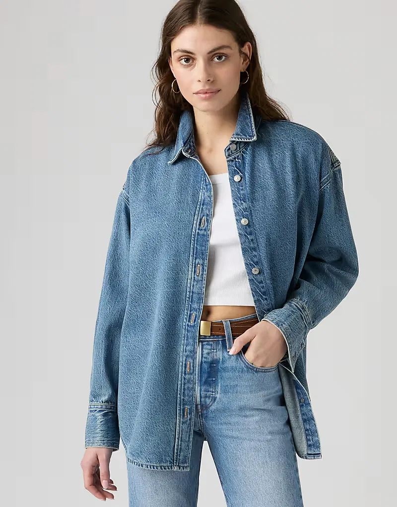 Рубашка джинсовая легкая Jordan Levi's, синий — фото 4