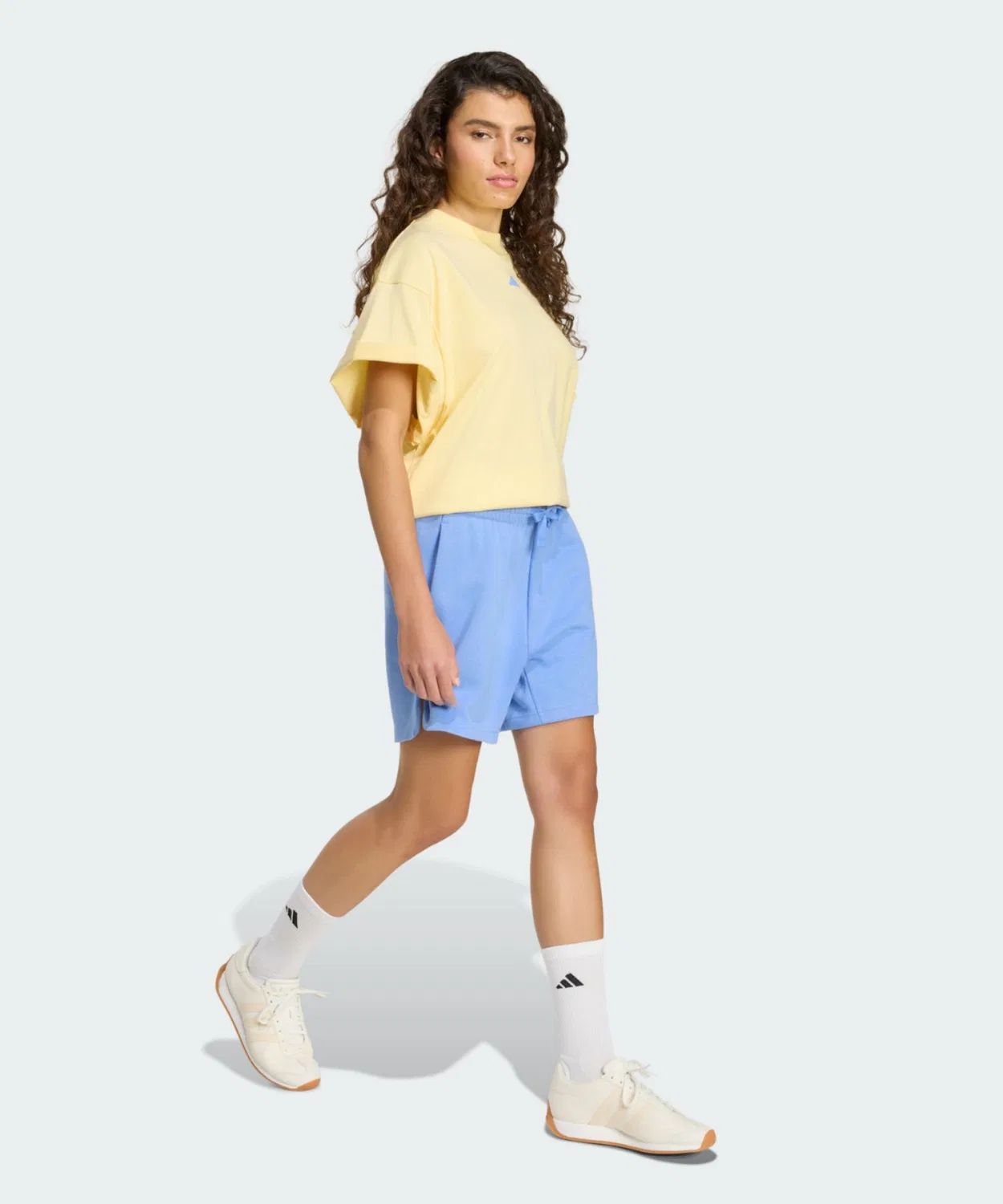 Женская футболка с длинным рукавомиз хлопка, модель 3STRIPES STUDIO LOOSE Adidas, Yellow — фото 3