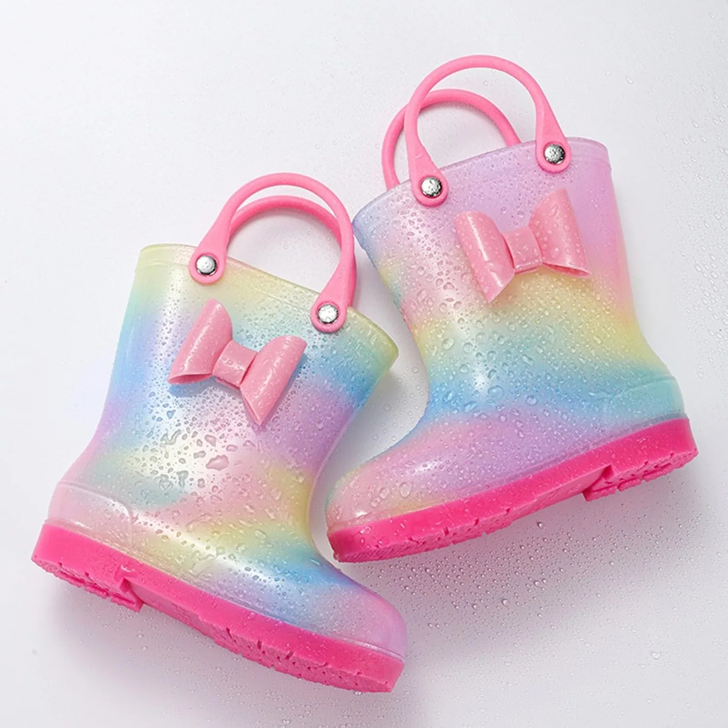 Детские резиновые сапоги для девочек с пастельным градиентом, модель Glossy Pastel Gradient, бренд, Pink — фото 4