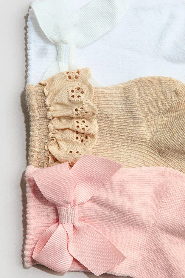 Детские носки хлопковые 4 шт H&M, Beige/Light Pink — фото 3
