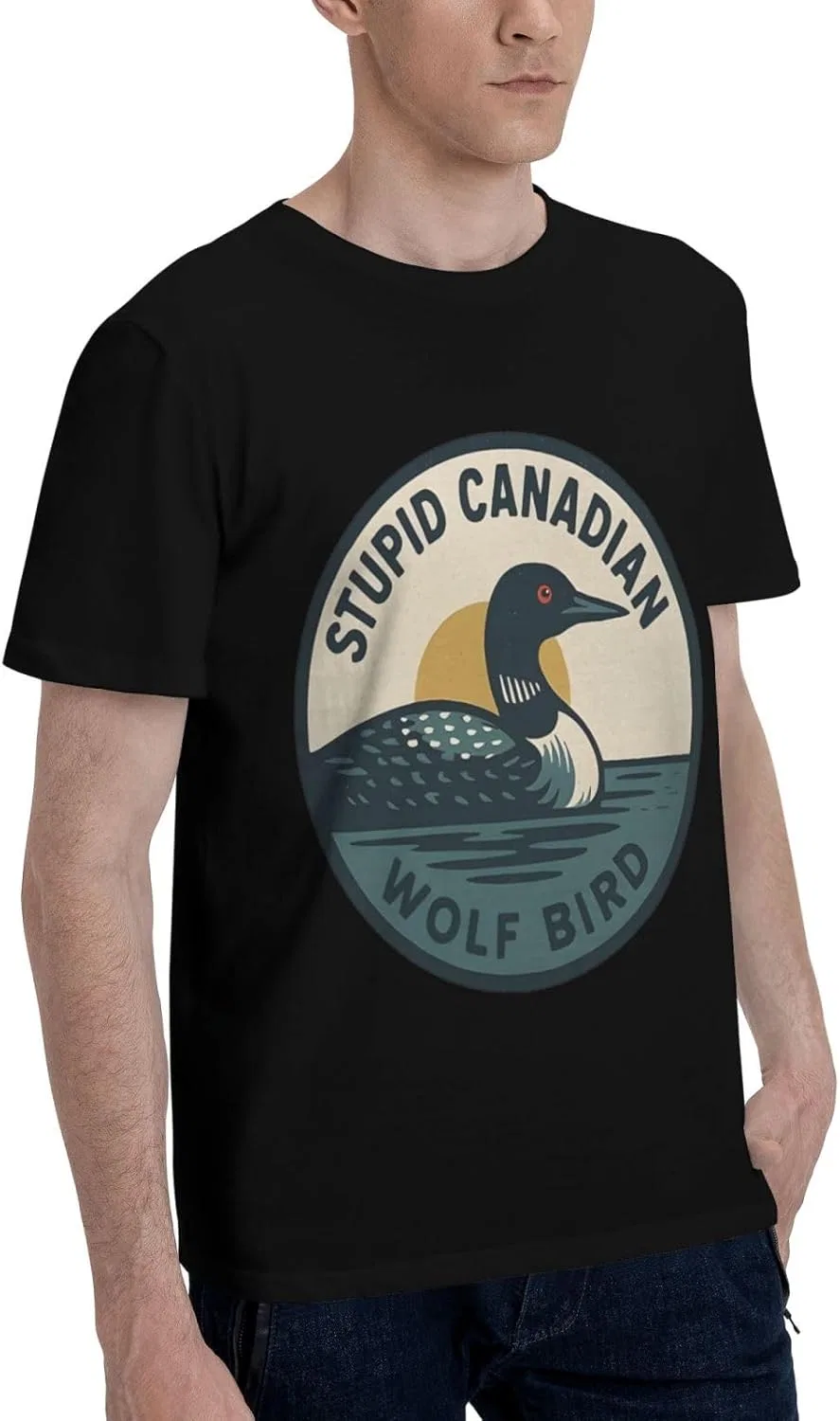 Мужская классическая футболка с принтом Stupid Canadian Wolf Bird, White — фото 3