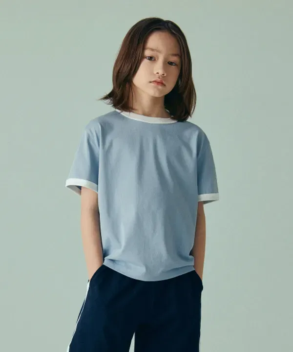 Футболка с круглым вырезом, свободный крой, Musinsa Standard Kids, блю грей