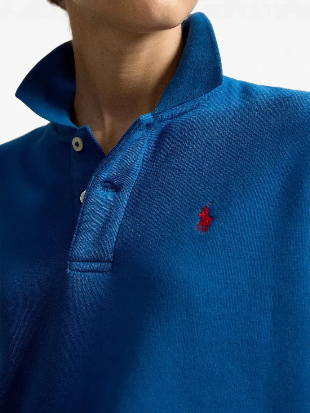 Флисовый пуловер с воротником-поло POLO RALPH LAUREN, синий — фото 3