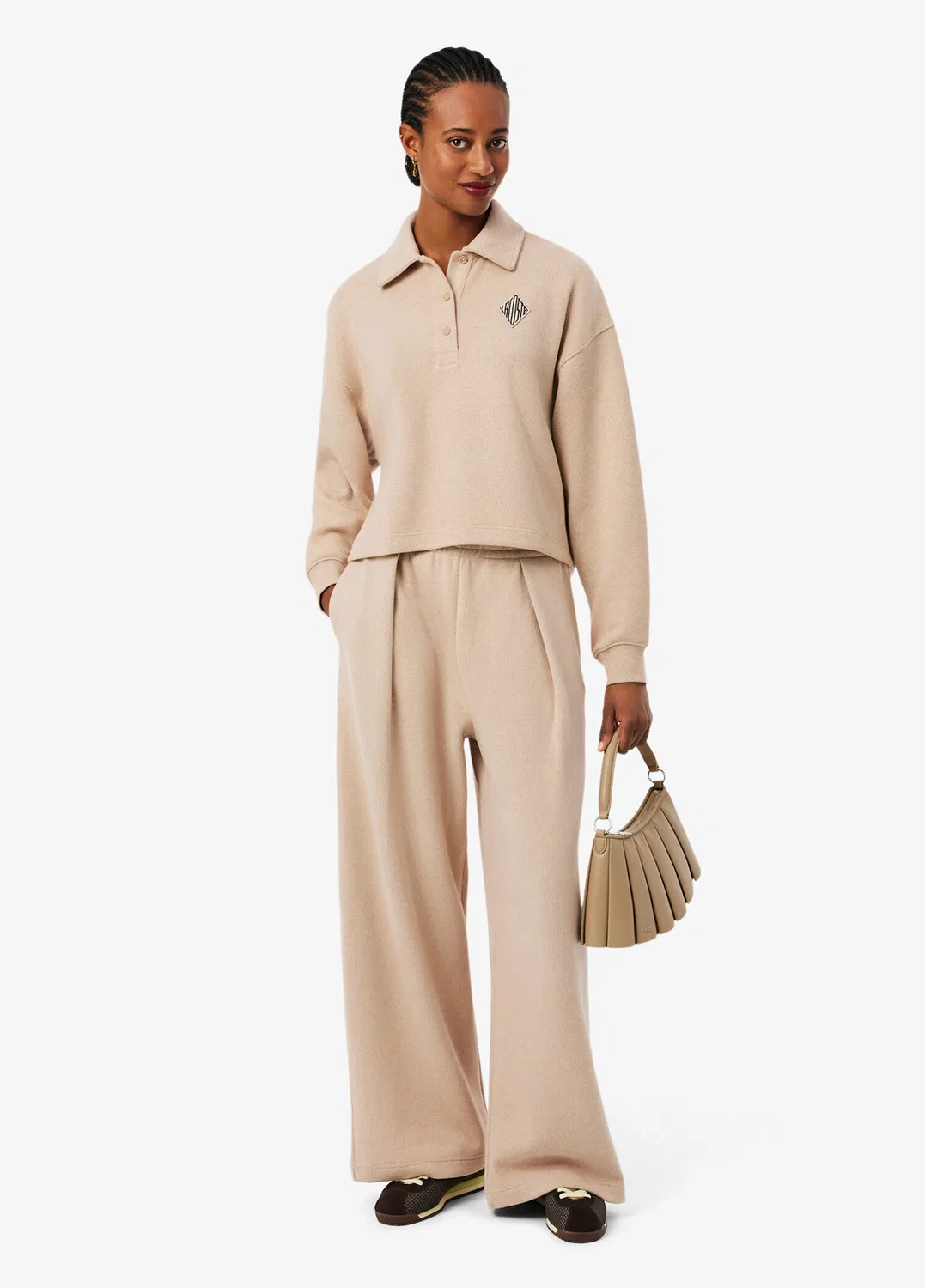 Свитшот Lacoste Oversize Fit Polo, Бежевый — фото 4