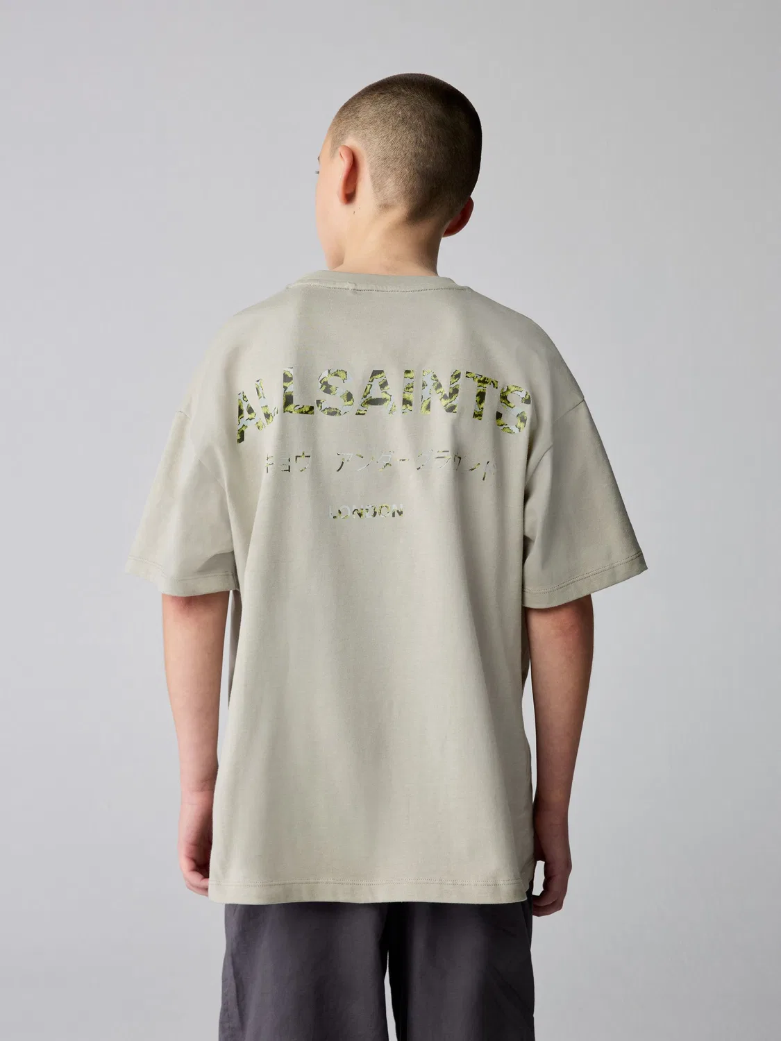 Футболка Oversized Underground Crew Neck, All Saints, Stone/Camo