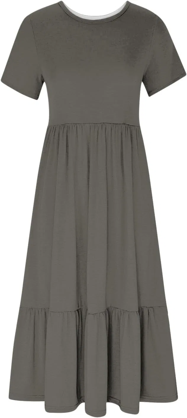 Женское повседневное летнее платье макси с карманами, Dark Gray — фото 3