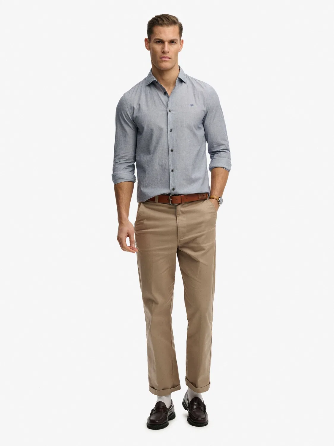 Рубашка Cut Away Poplin Long Sleeve Superdry, серый — фото 4