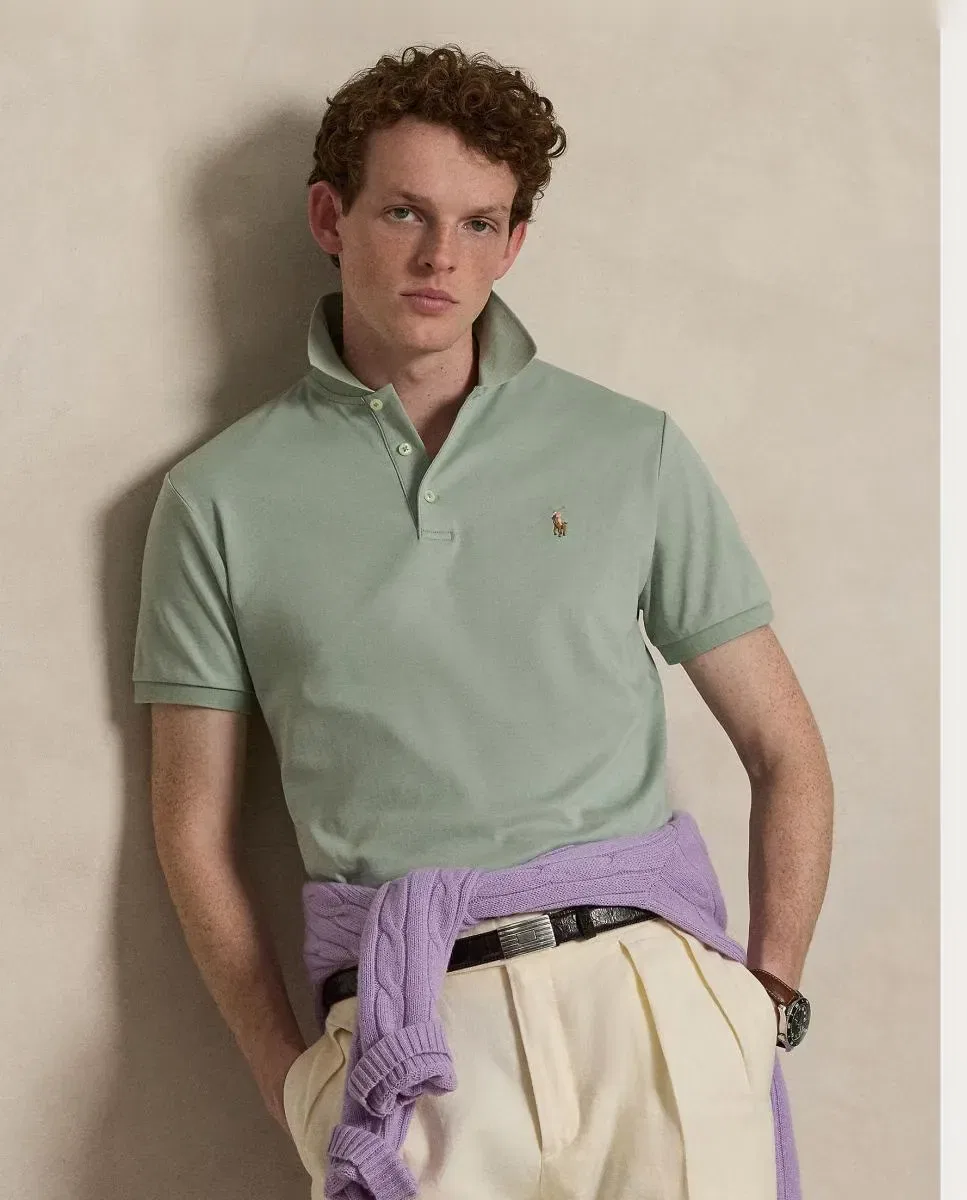Мужское поло Regular Fit из интерлока Polo Ralph Lauren, Verde Claro — фото 4