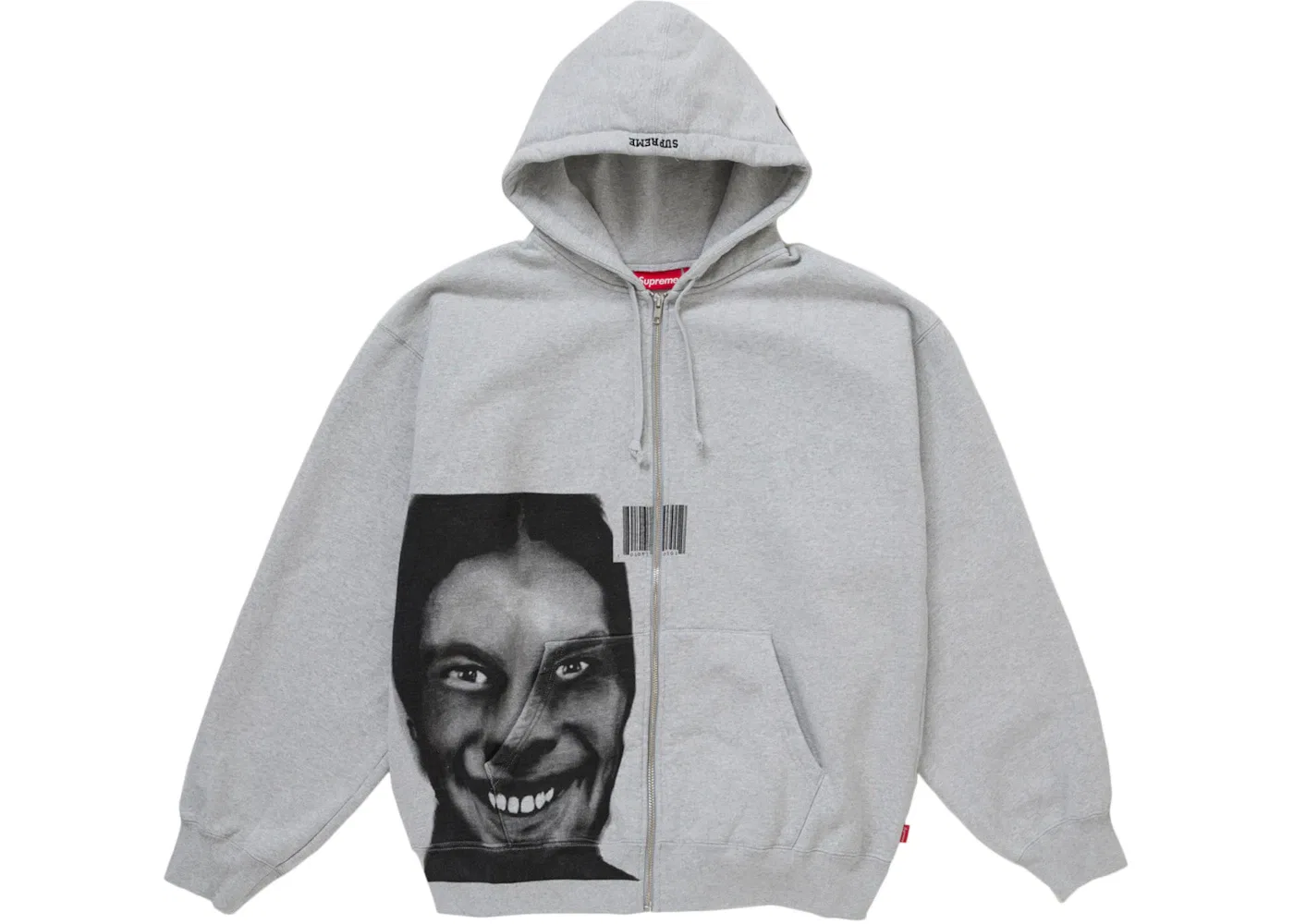 Мужская худи на молнии с принтом Supreme Aphex Twin, Heather Grey