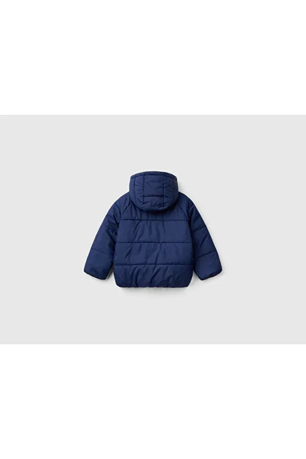Детское пальто для мальчиков с капюшоном United Colors Of Benetton, Navy Blue — фото 2