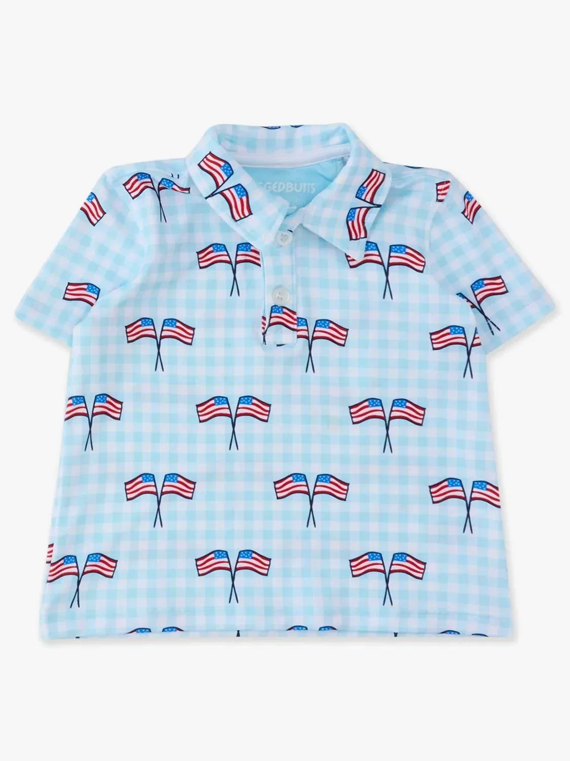 Детское поло для мальчиков с принтом Patriotic Performance Polo RuffleButts, синий