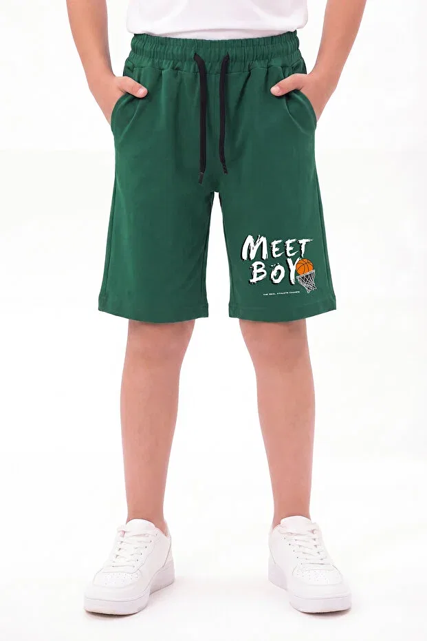 Детские шорты для мальчиков с принтом Meet boy Fyk Collection, Khaki — фото 2