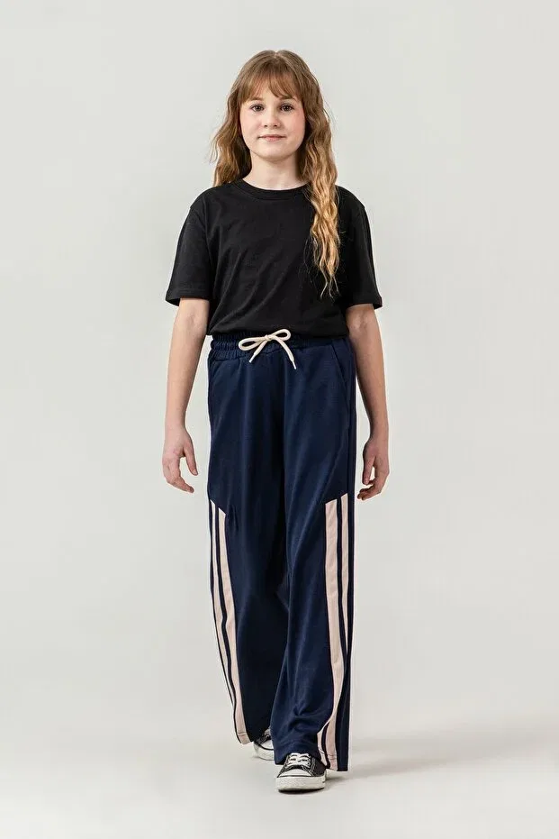 Детские спортивные штаны для девочек с широкими штанинами Mışıl Kids, Navy Blue