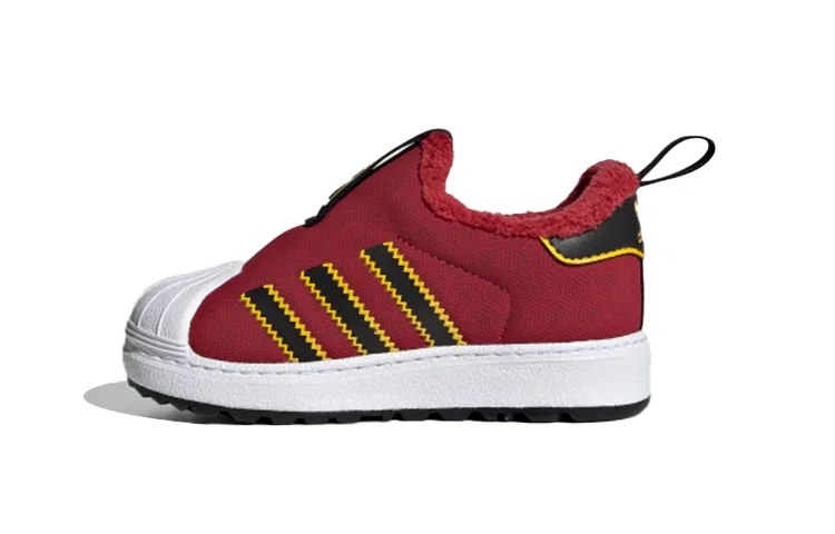 Детские зимние кроссовки с искусственным мехом Superstar 360 Adidas Originals, Черный