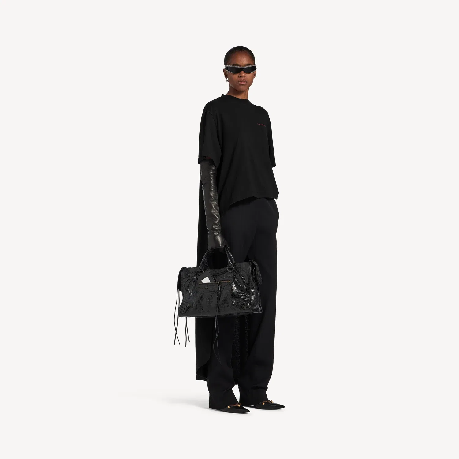 Женская футболка Balenciaga Back Gradient Train черного цвета, черный — фото 2