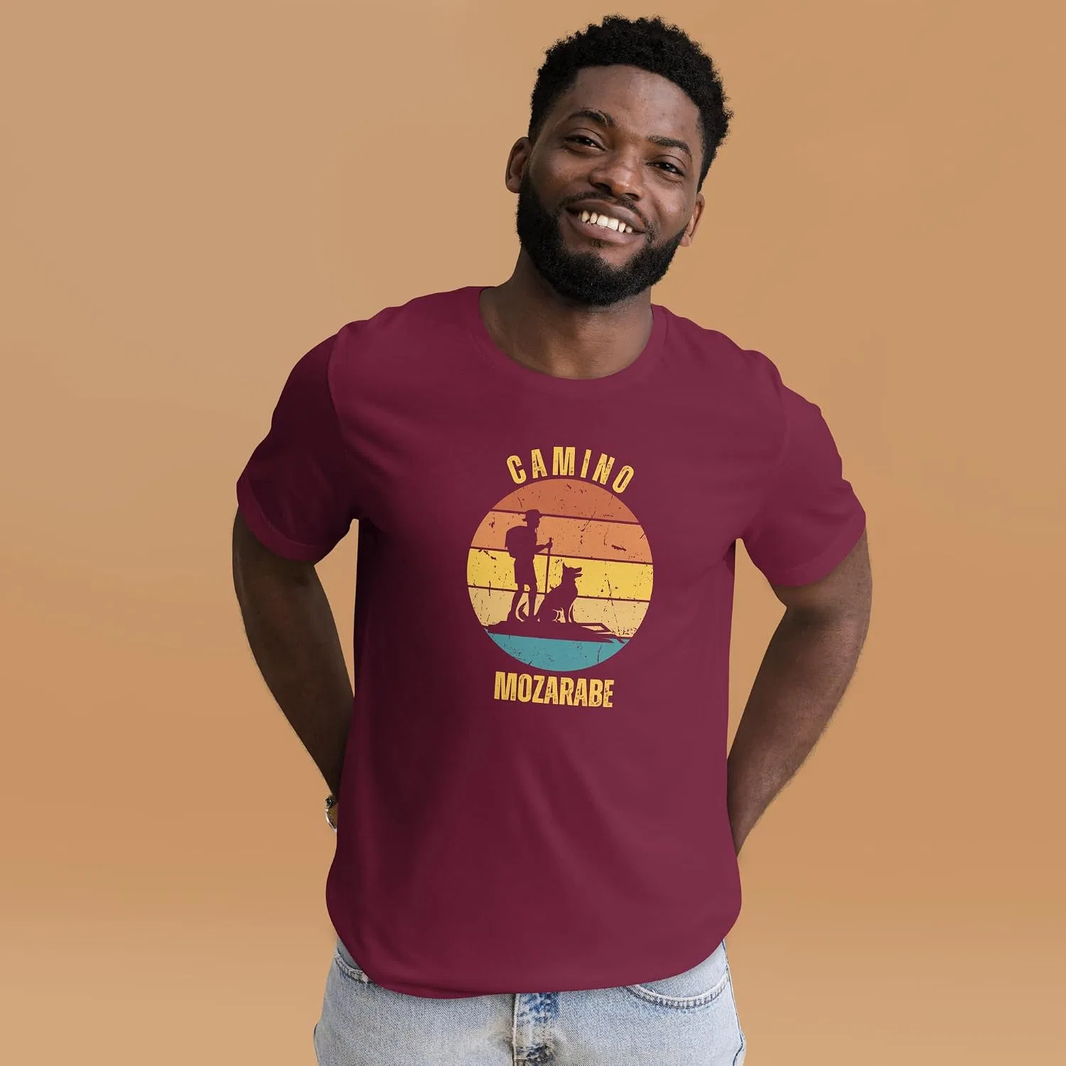 Футболка с принтом Camino Mozárabe 3001 Unisex, Maroon — фото 2