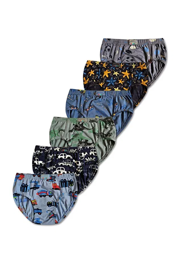 Детские трусы для мальчиков хлопковые 6 шт Panfilia, Blue-Black-Gray