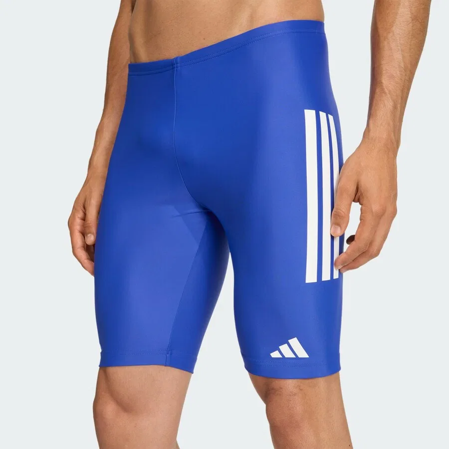 Плавки-шорты-стринги ADIDAS PERFORMANCE Skinny Athletic Swim Trunks синего цвета — фото 4