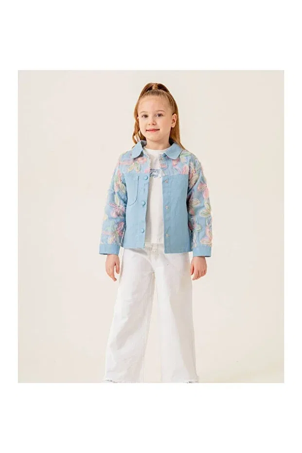 Детский жакет с принтом Flower Garnish Jacket Tshirt Set Cichlid, Blue