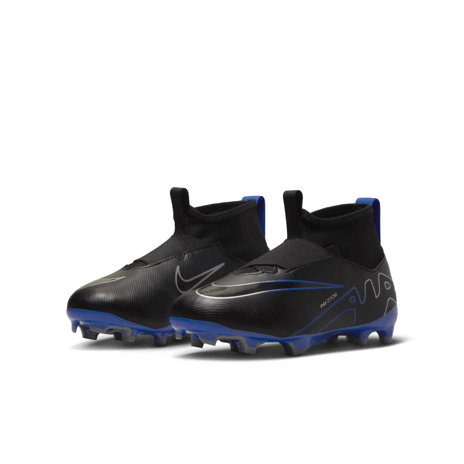 Детские бутсы для мальчиков с шипами NIKE Jr Superfly 9 Club Km Fg/MG, Black Chrome Hyper Royal