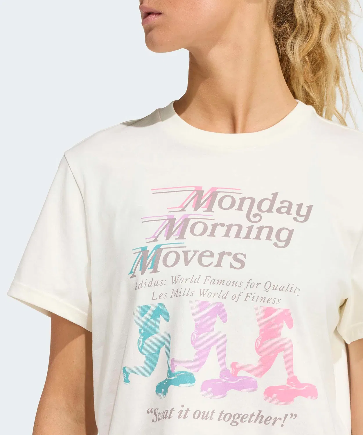 Женская футболка свободного кроя с принтом Les Mills Movers Graphic Adidas, Белый — фото 4