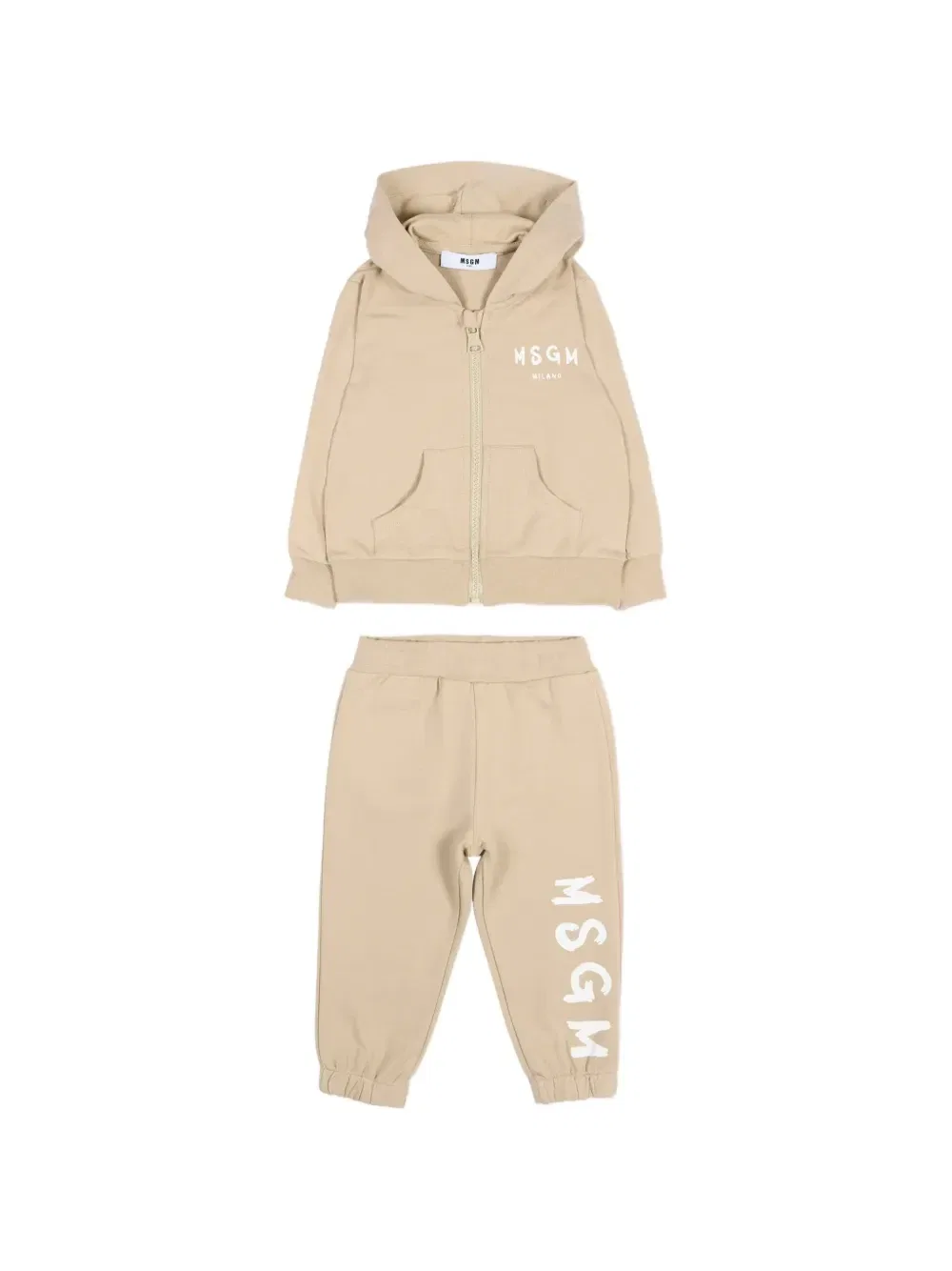 Спортивный костюм на молнии с логотипом Msgm Kids, бежевый