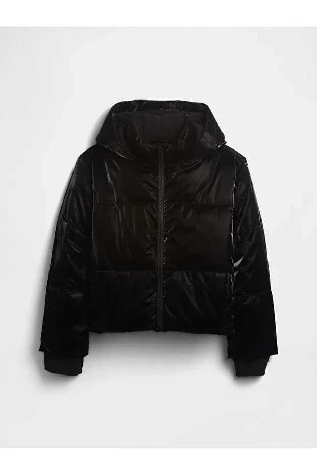 Детский пуховик для девочек с капюшоном Basics Gap, Black-000