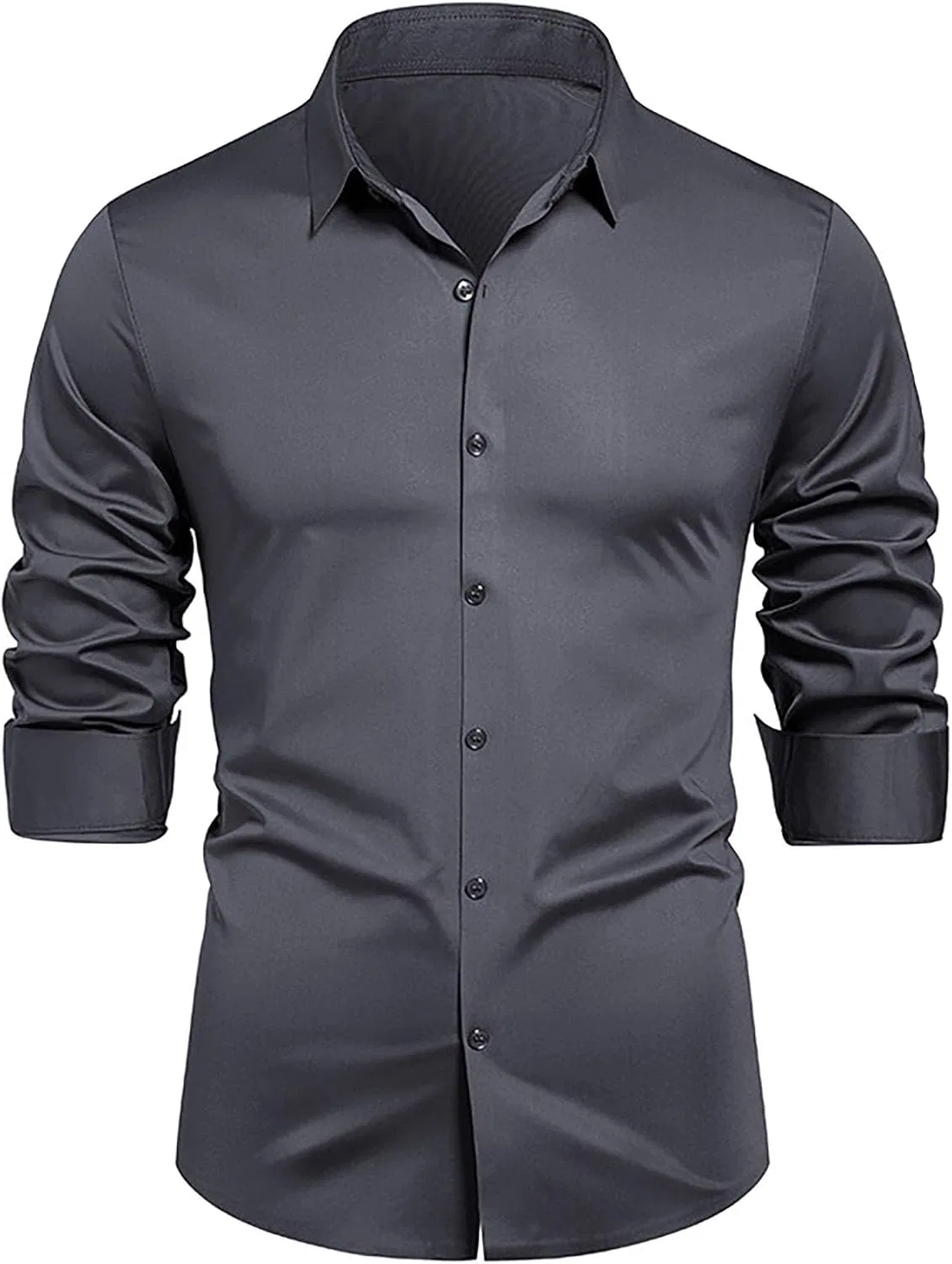 Мужская деловая рубашка с отложным воротником Dark Gray