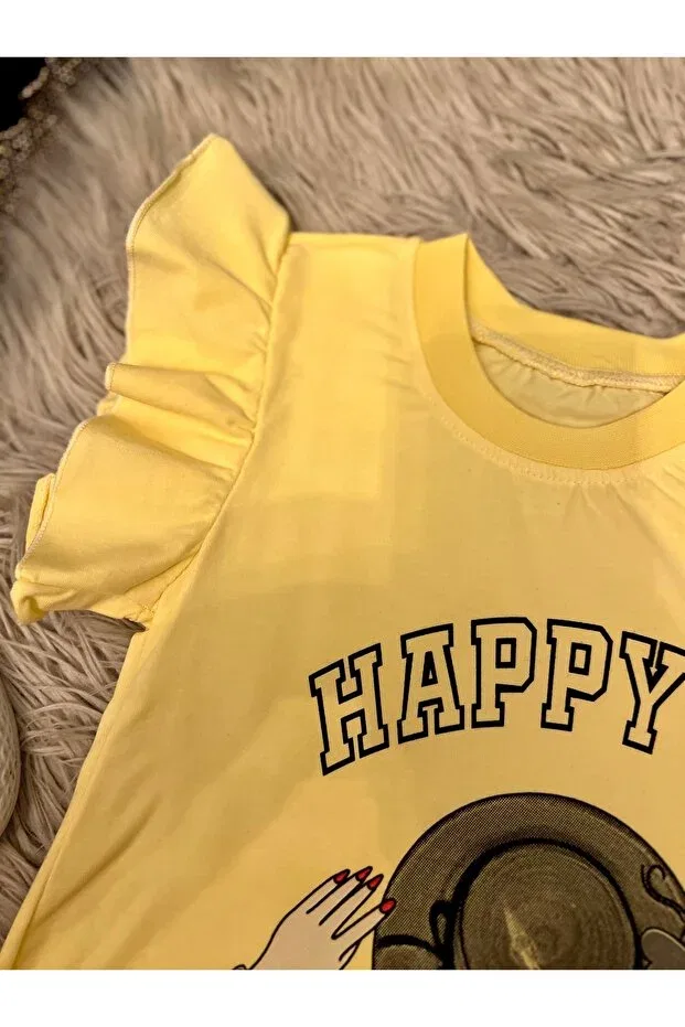 Детское платье для девочек с коротким рукавом Enes Baby, Yellow — фото 2