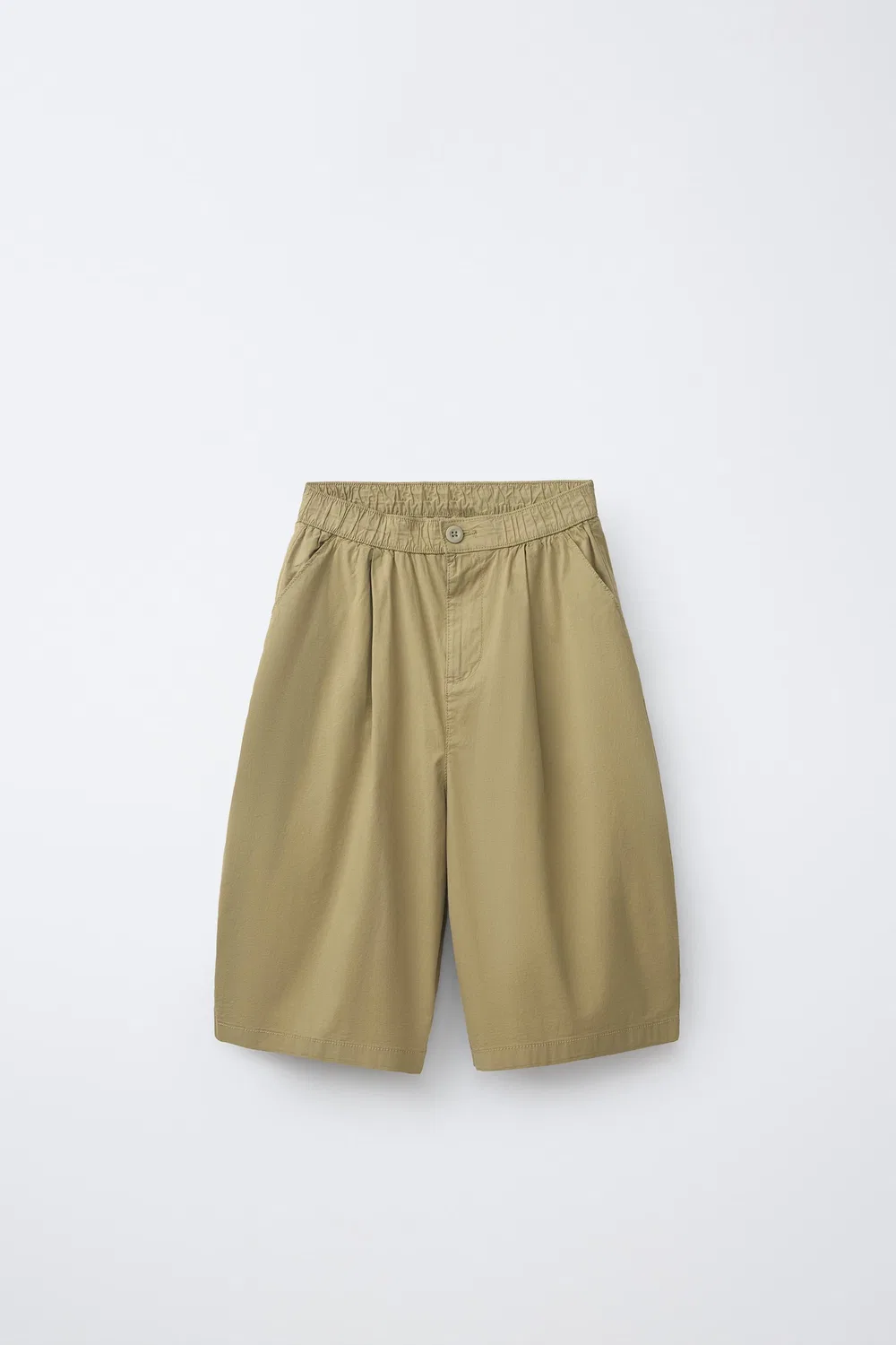 Шорты-бермуды Poplin Barrel ZARA, Khaki